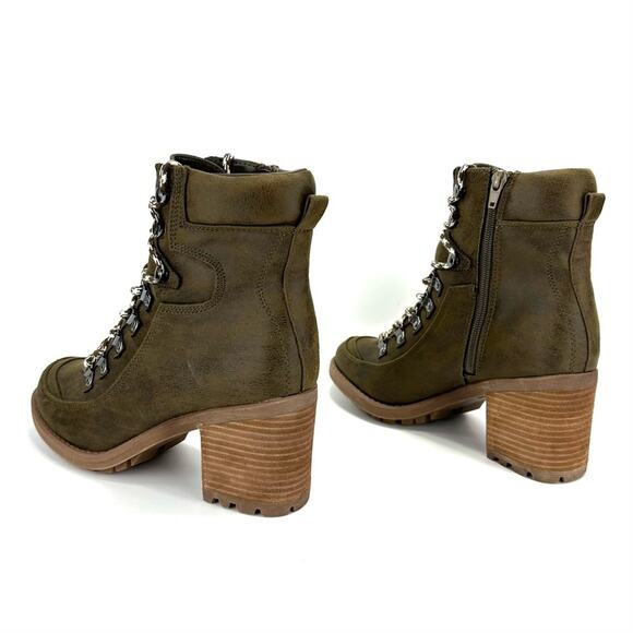 Carlos Santana Ardent Green Ankle Boot Sz 10 Faux Leather Block Heel Zip Closure - Picture 13 of 15